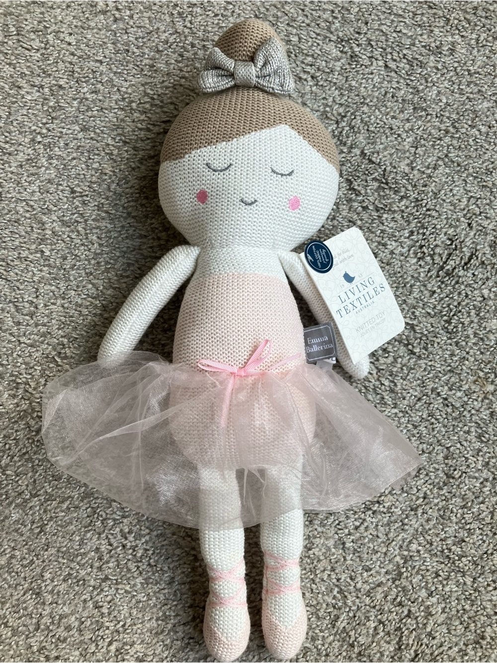 Living Textiles Pink Emma Ballerina Knit Doll - Soft Plush Dance Toy